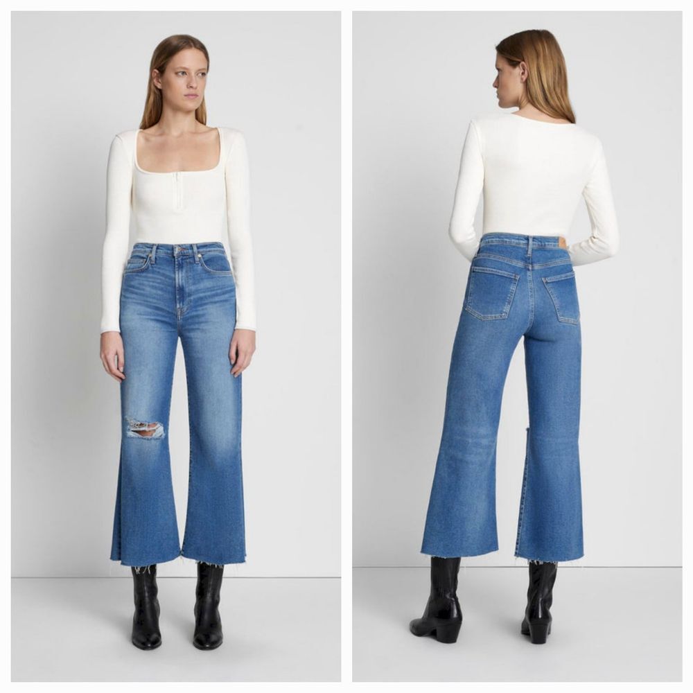 7 For All Mankind Ultra High Rise‎ Cropped Jo Jeans Luxe Vintage Blue Size 31